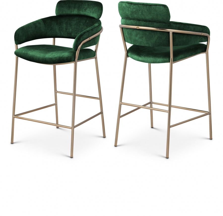 Tabouret de comptoir en velours Yara