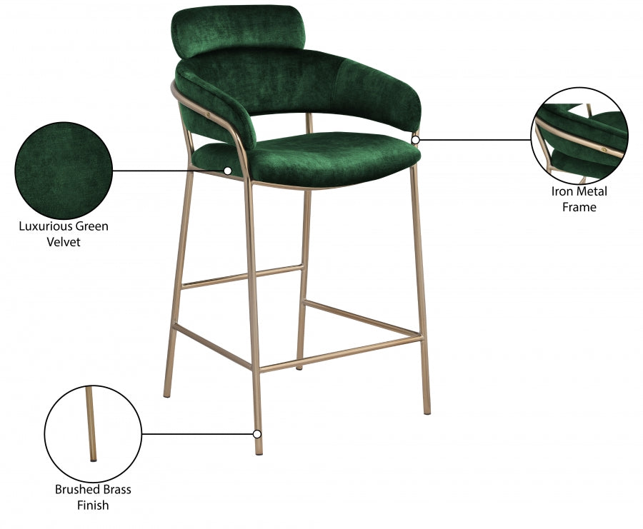Tabouret de comptoir en velours Yara