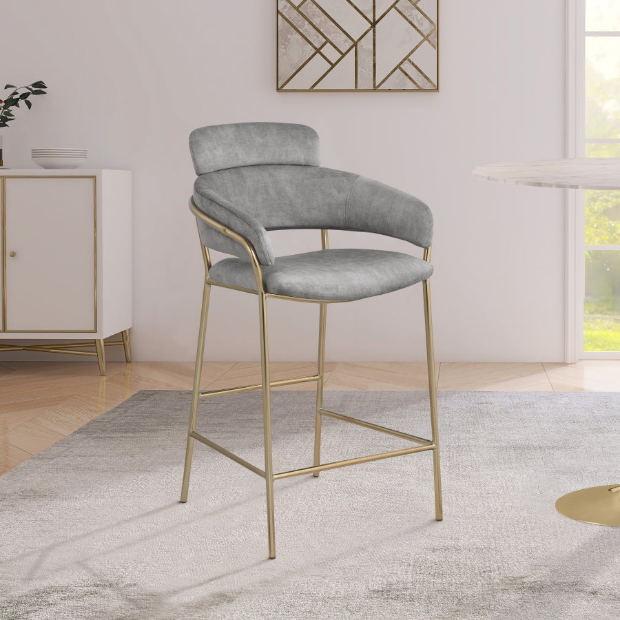 Tabouret de comptoir en velours Yara