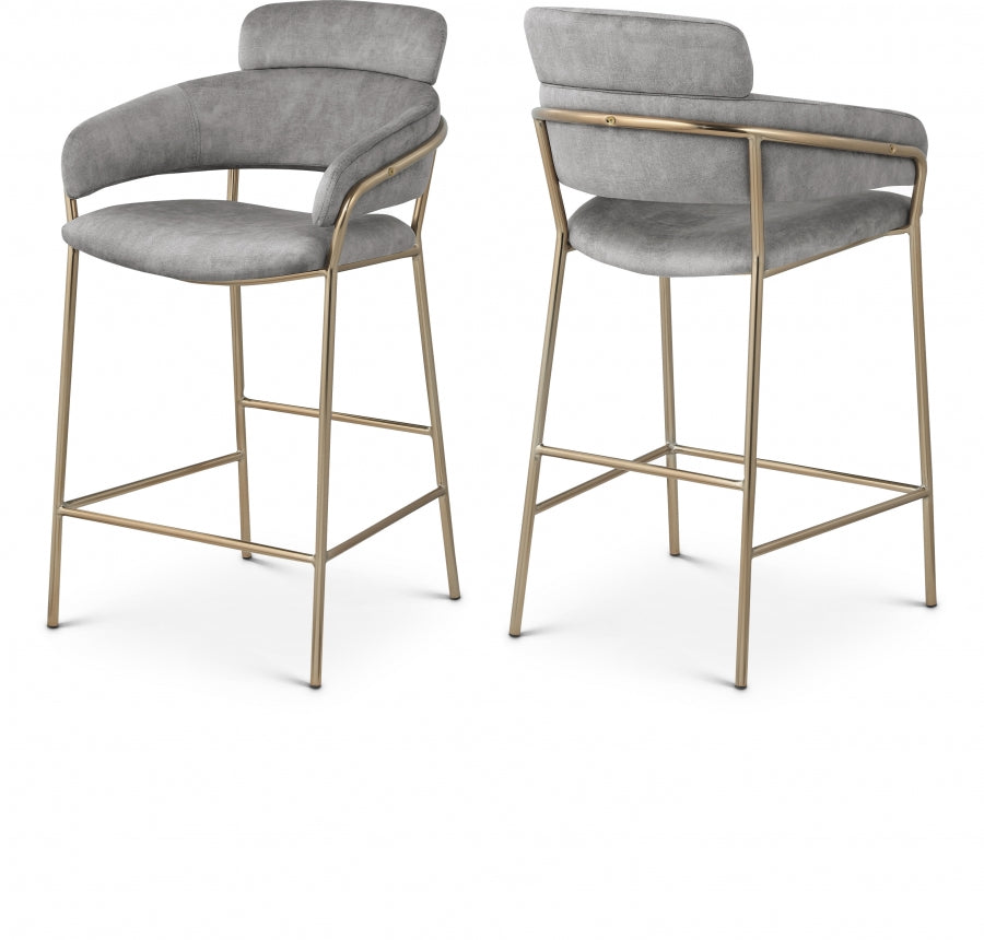 Tabouret de comptoir en velours Yara