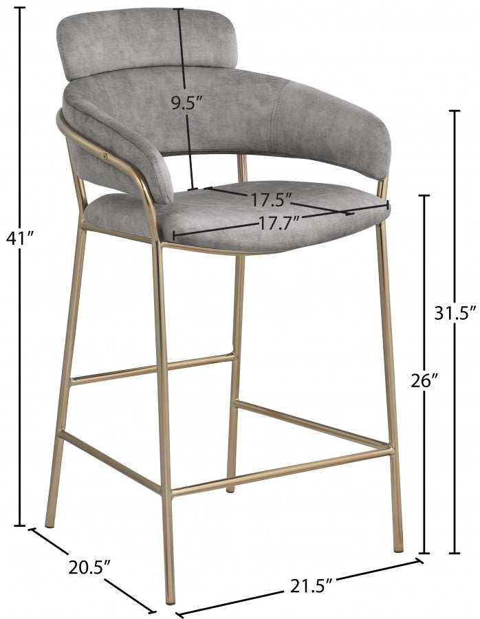 Tabouret de comptoir en velours Yara