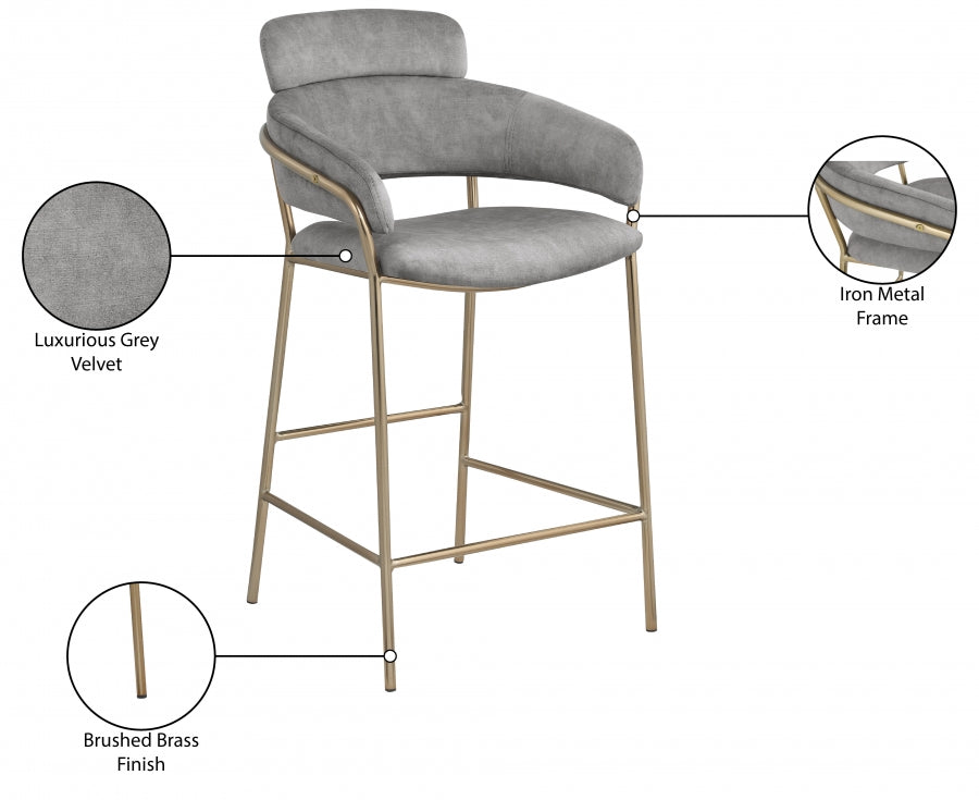 Tabouret de comptoir en velours Yara