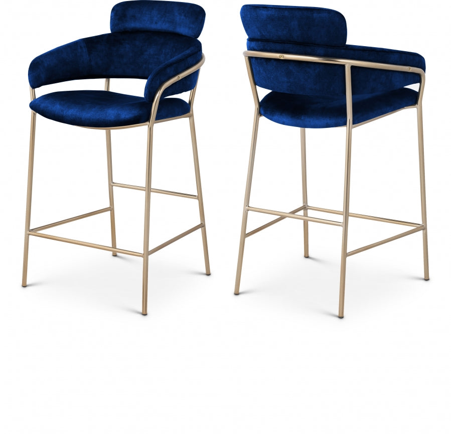 Tabouret de comptoir en velours Yara