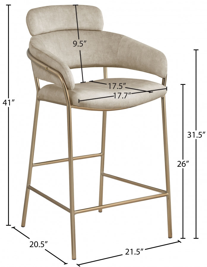 Tabouret de comptoir en velours Yara