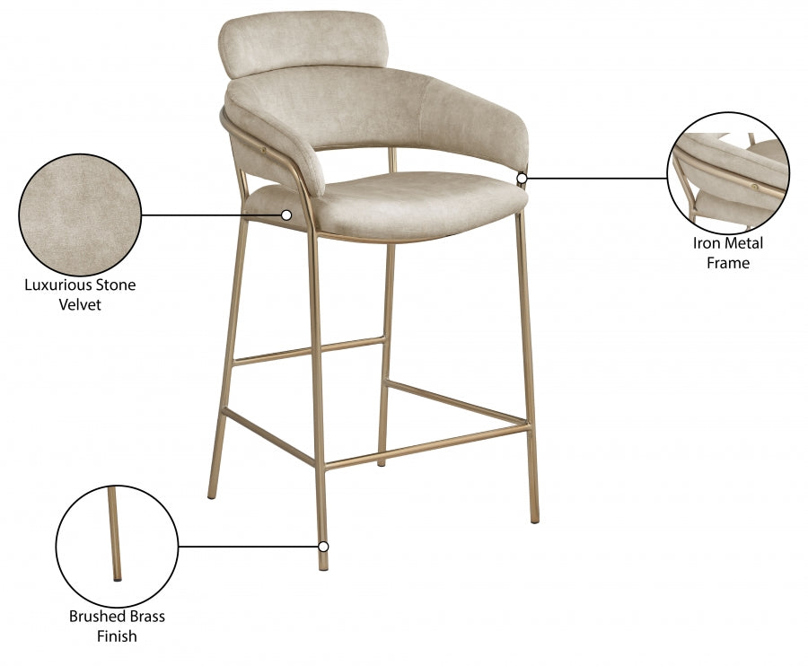 Tabouret de comptoir en velours Yara