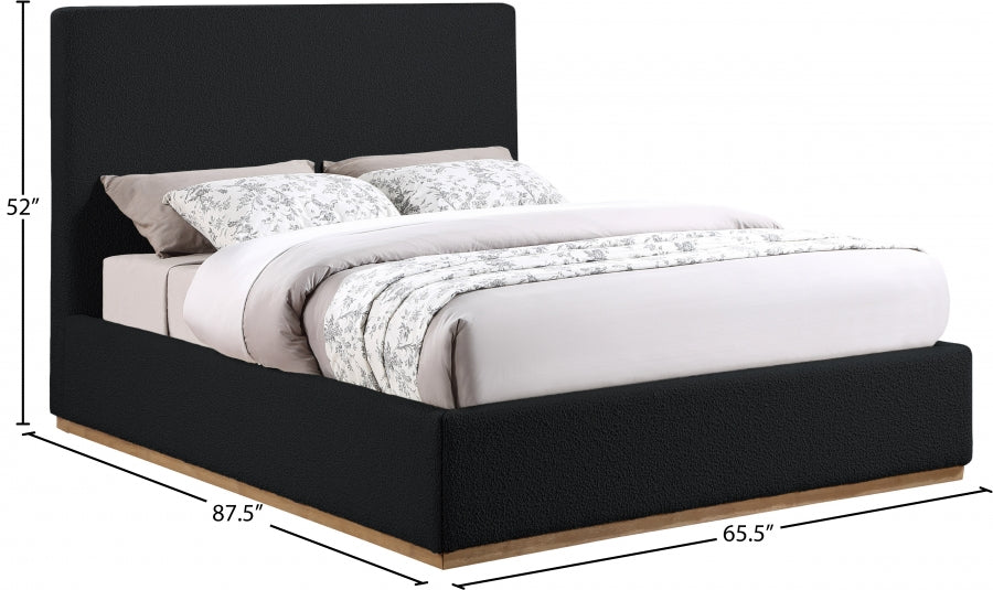 Lit queen en tissu bouclé Monaco