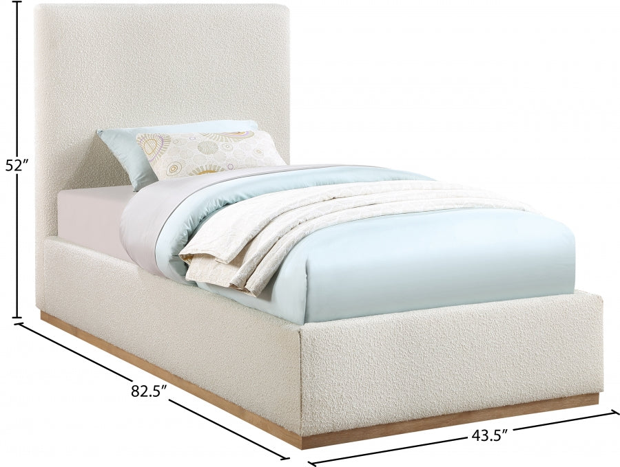 Lit simple en tissu bouclé Monaco