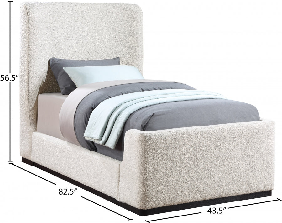 Lit simple en tissu Oliver Boucle