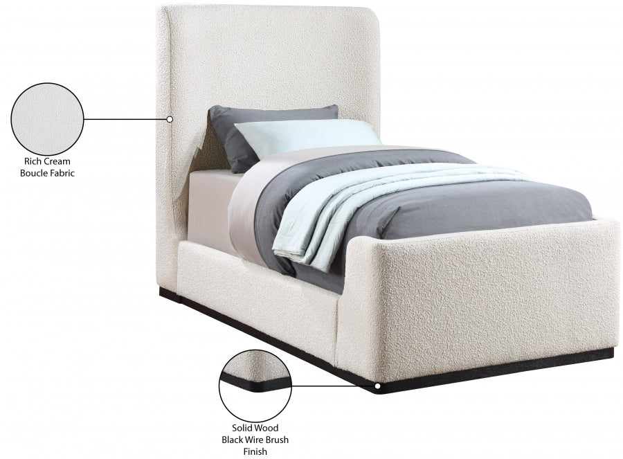 Lit simple en tissu Oliver Boucle