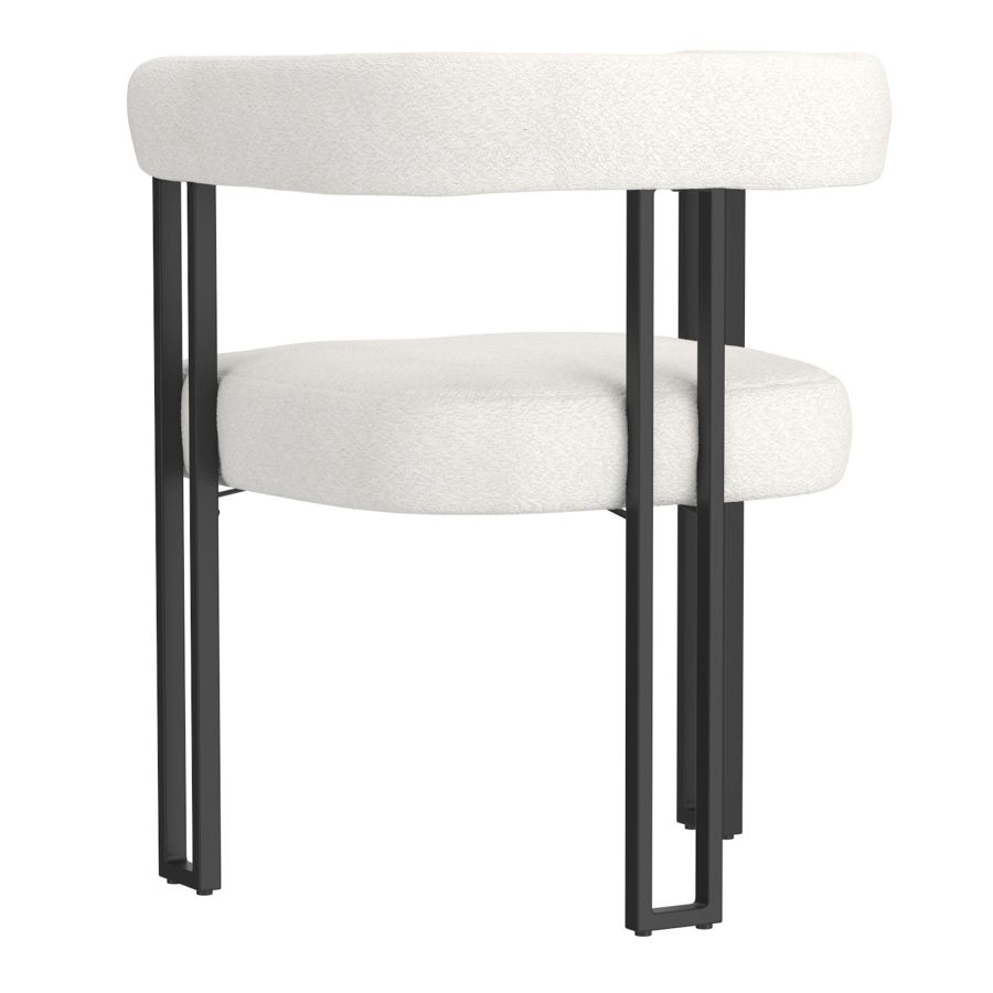 Ensemble de salle à manger 7 pièces Julius/Scarlet avec table noire et chaise ivoire