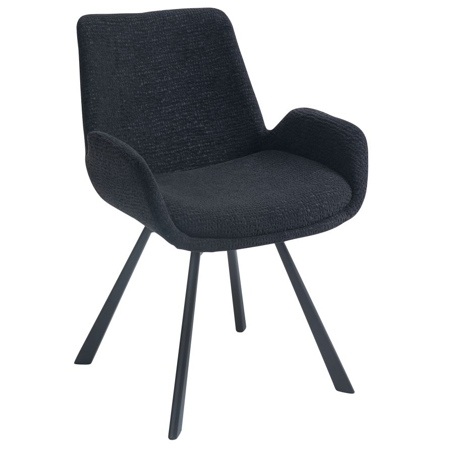 Julius/Signy Ensemble de salle à manger 7 pièces avec table blanche et chaise noire