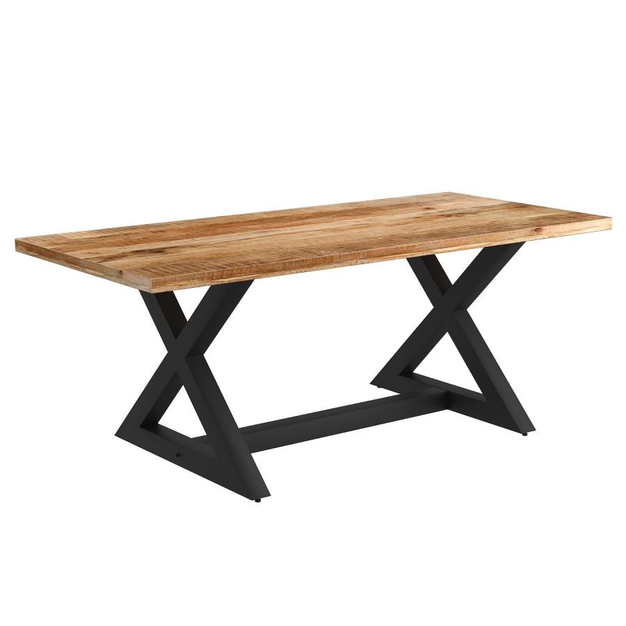 Zax/Cortez Ensemble de salle à manger 7 pièces en naturel avec chaise beige et noire