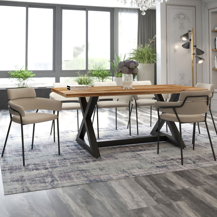 Ensemble de salle à manger 7 pièces Zax/Axel en naturel avec chaise beige ( Meuble Mtl )