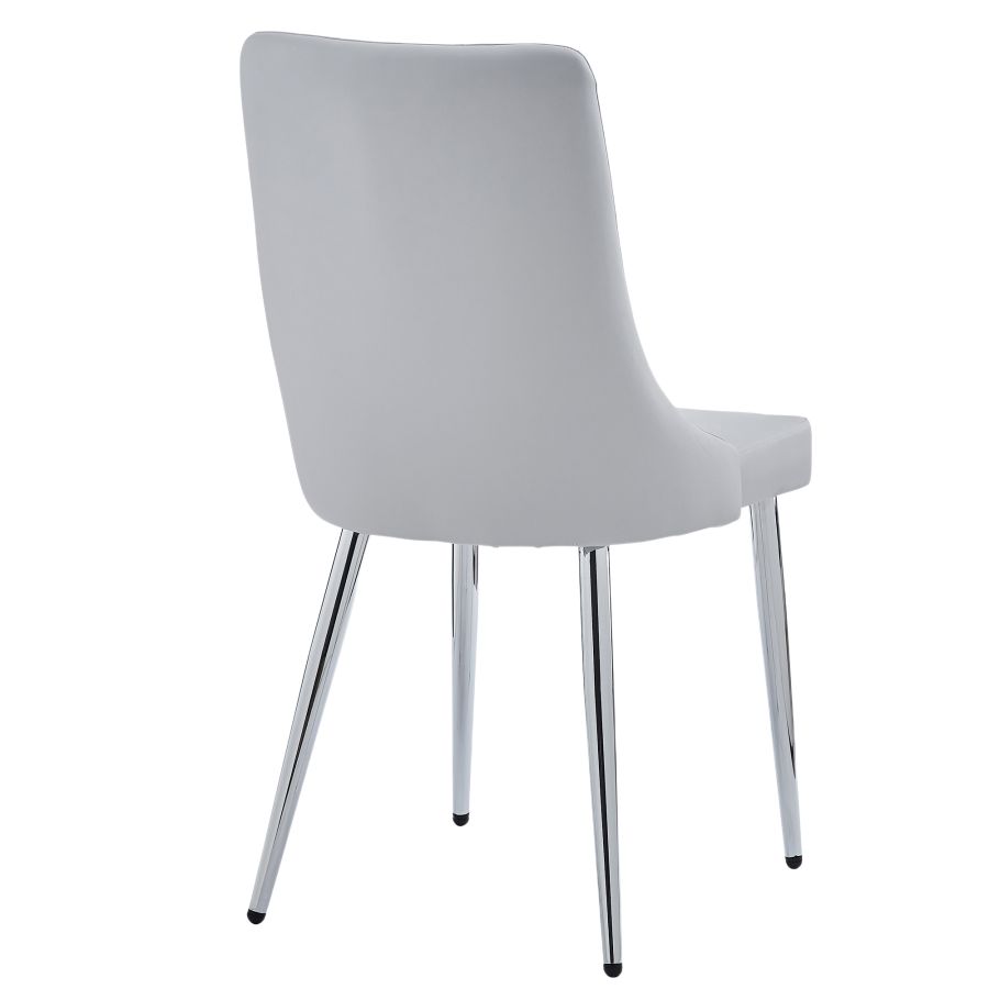 Ensemble de salle à manger Solara/Devo 5 pièces en chrome avec chaise grise ( Meuble Mtl )
