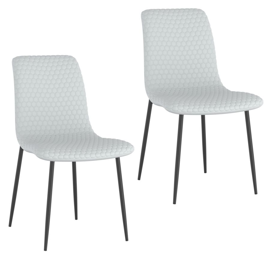 Emery/Brixx Ensemble de salle à manger 7 pièces en blanc avec chaise gris clair ( Meuble Mtl )