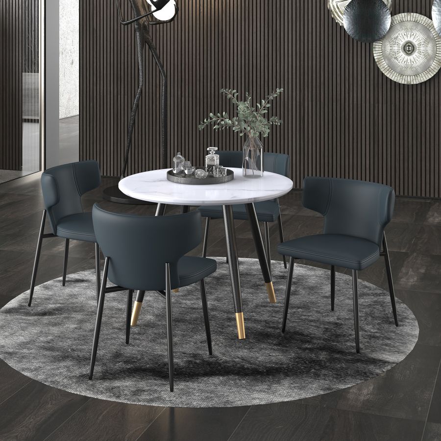 Emery/Olis Ensemble de salle à manger 5 pièces en blanc avec chaise noire ( Meuble Mtl )