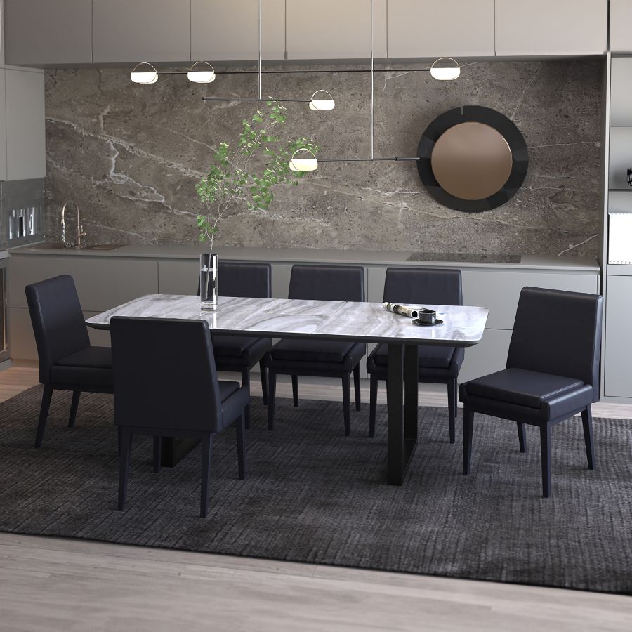 Ensemble de salle à manger Gavin/Cortez 7 pièces en noir avec chaise noire ( Meuble Mtl )