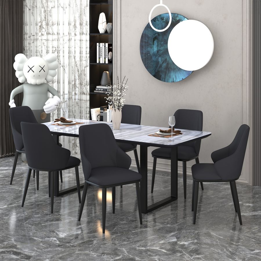 Ensemble de salle à manger Gavin/Kash 7 pièces en noir avec chaise noire ( Meuble Mtl )
