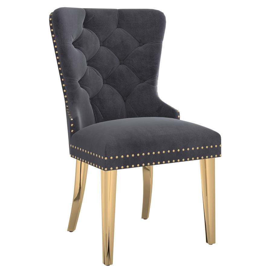 Ensemble de salle à manger 5 pièces Eros/Mizal en or avec chaise grise ( Meuble Mtl )