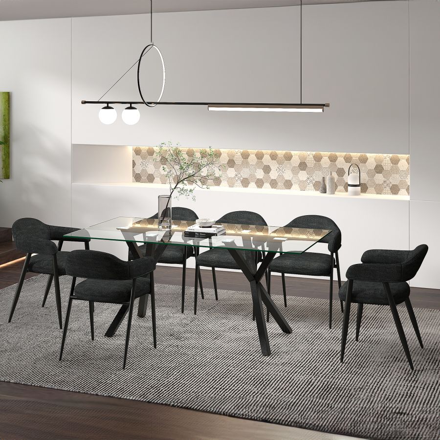 Stark/Archer Ensemble de salle à manger 7 pièces en noir avec chaise anthracite ( Meuble Mtl )