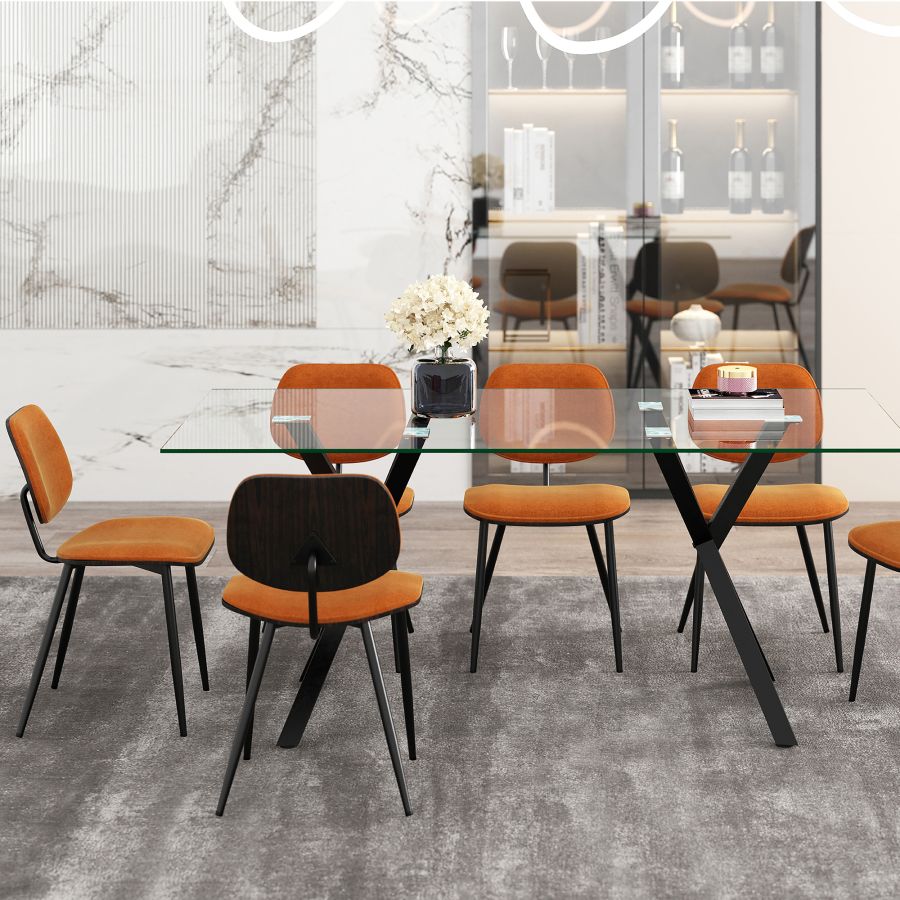 Ensemble de salle à manger 7 pièces Stark/Capri en noir avec chaise rouille ( Meuble Mtl )