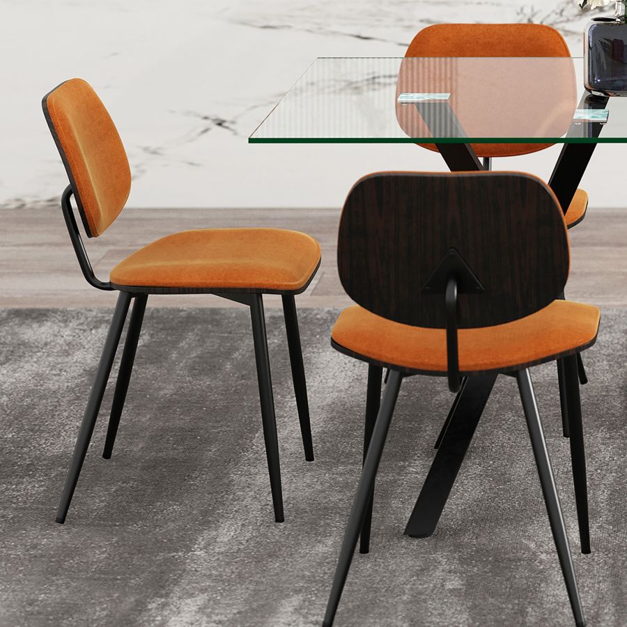 Ensemble de salle à manger 7 pièces Stark/Capri en noir avec chaise rouille ( Meuble Mtl )