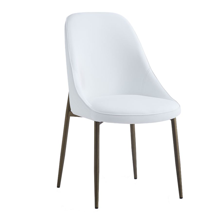 Stark/Cleo Ensemble de salle à manger 7 pièces en or vieilli avec chaise blanche ( Meuble Mtl )