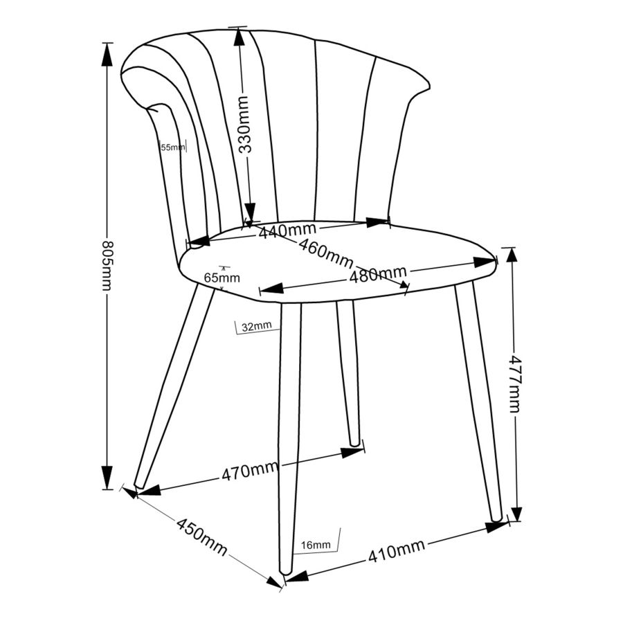 Ensemble de salle à manger 7 pièces Stark/Orchid en or vieilli avec chaise noire ( Meuble Mtl )