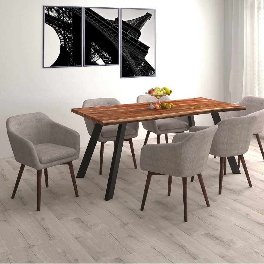 Ensemble de salle à manger Virag/Minto 7 pièces naturel avec chaise beige ( Meuble Mtl )