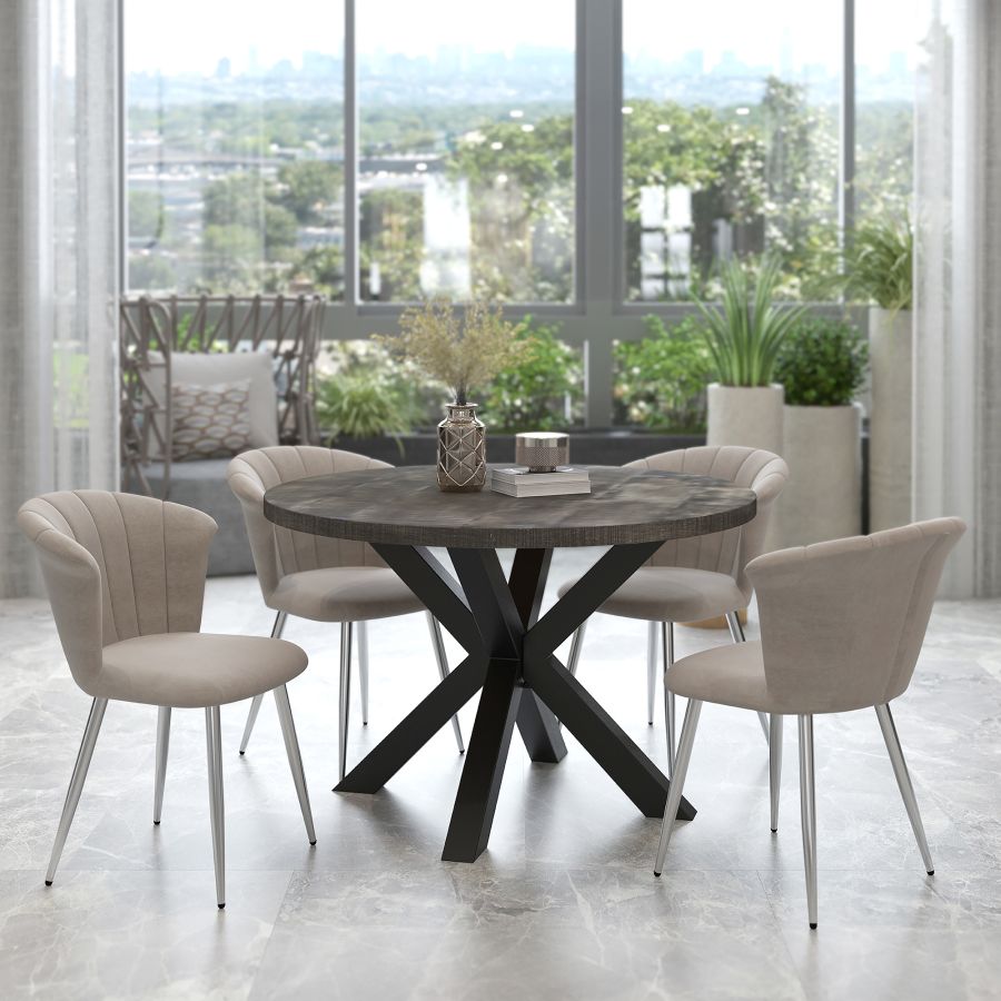 Ensemble de salle à manger 5 pièces Arhan/Orchid en gris foncé avec chaise grise ( Meuble Mtl )