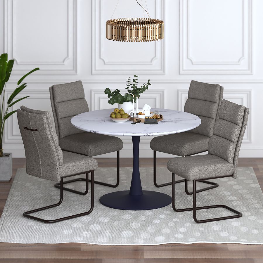 Ensemble de salle à manger Zilo/Brodi 5 pièces avec table noire et chaise anthracite 