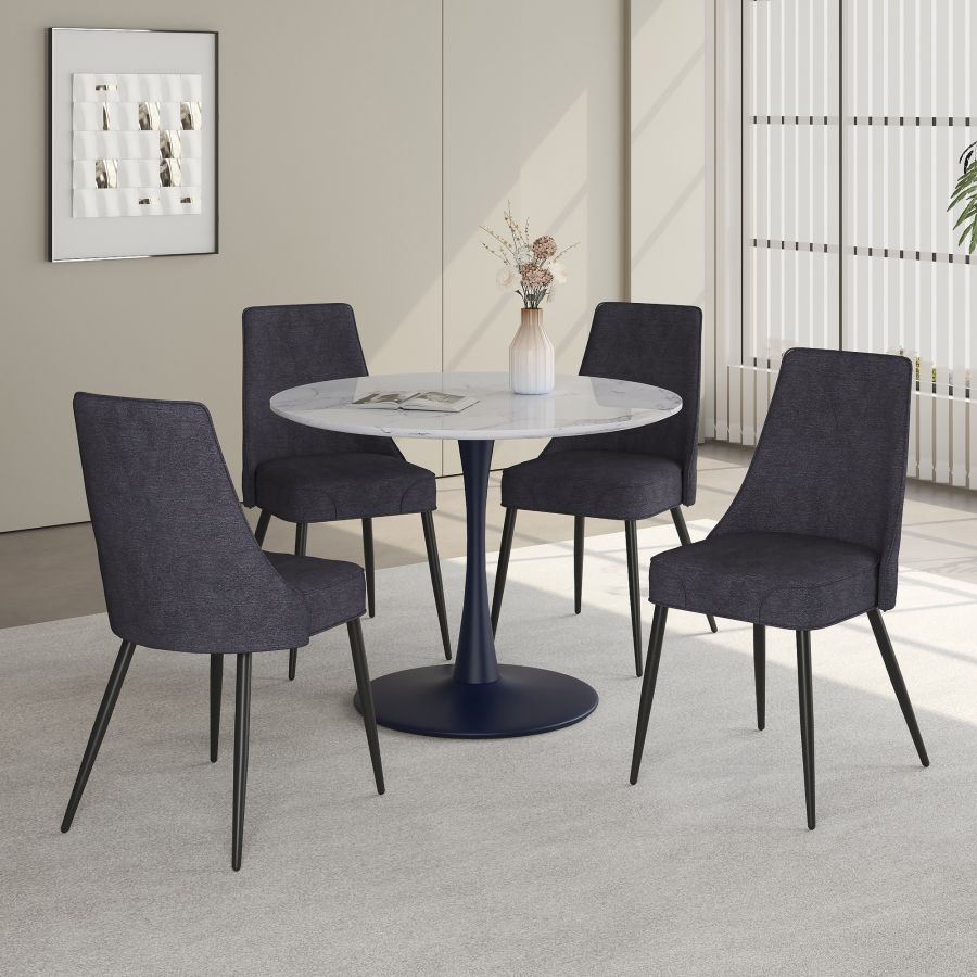 Ensemble de salle à manger Zilo/Koda 5 pièces avec table noire et chaise anthracite 