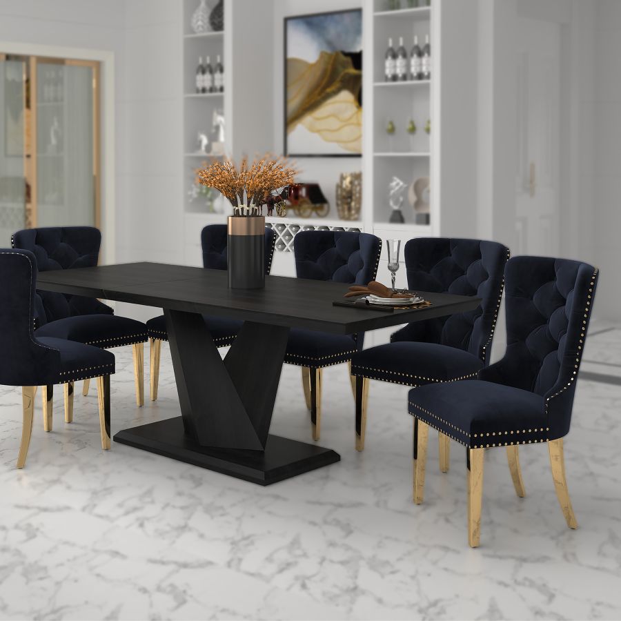 Ensemble de salle à manger Eclipse/Mizal 7 pièces en noir avec chaise noire ( Meuble Mtl )