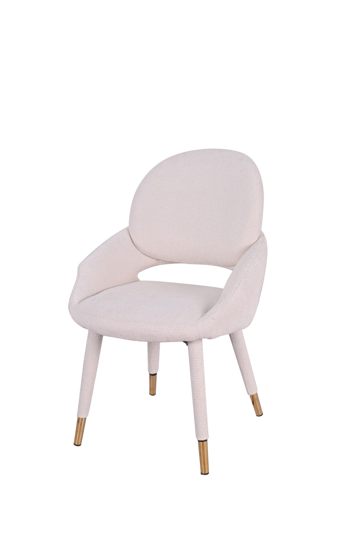 Chaises Bode en tissu beige | Dossier ajouré et accents dorés (Set de 2)