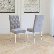 Chaise de salle à manger Leslie en velours anthracite et pieds en acier