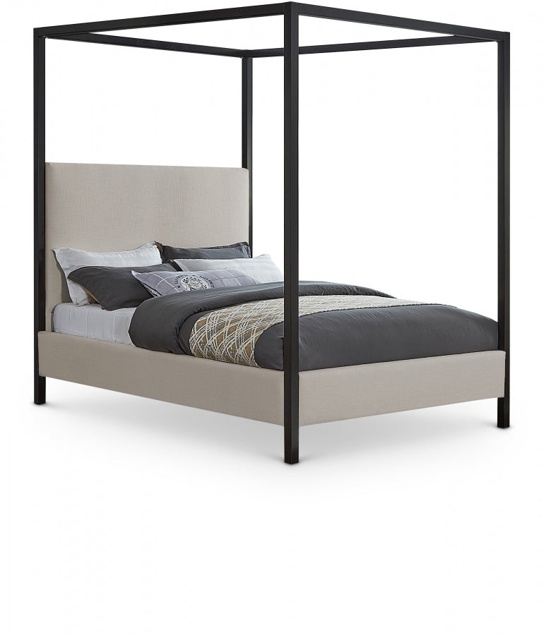 Lit Queen en tissu texturé en lin James