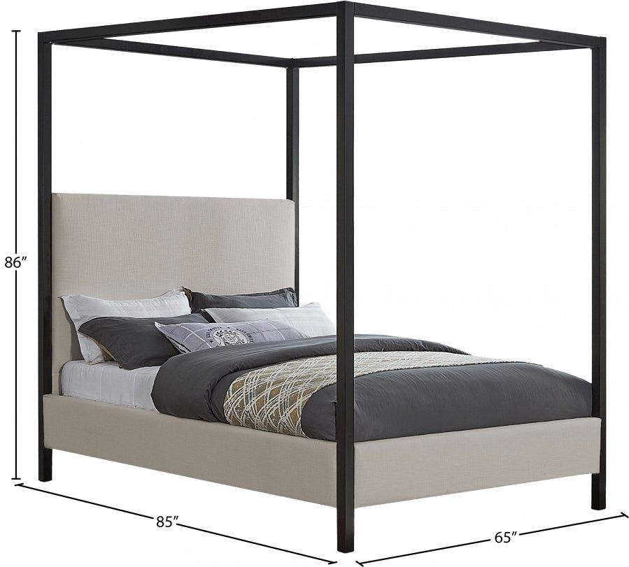 Lit Queen en tissu texturé en lin James