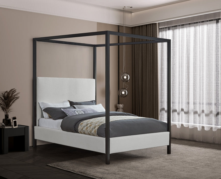 Lit double en tissu texturé en lin James