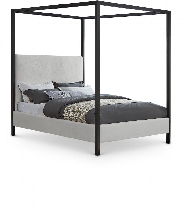 Lit double en tissu texturé en lin James