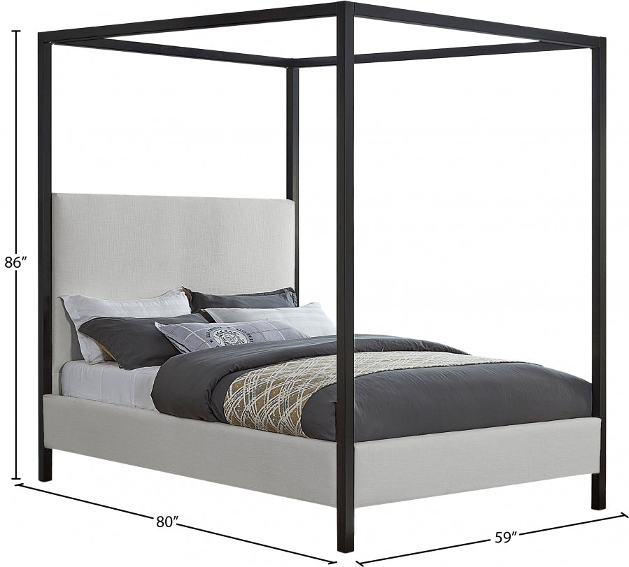 Lit double en tissu texturé en lin James