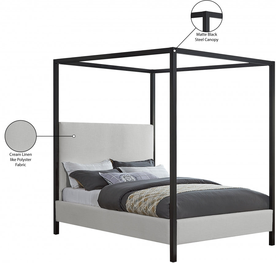 Lit double en tissu texturé en lin James
