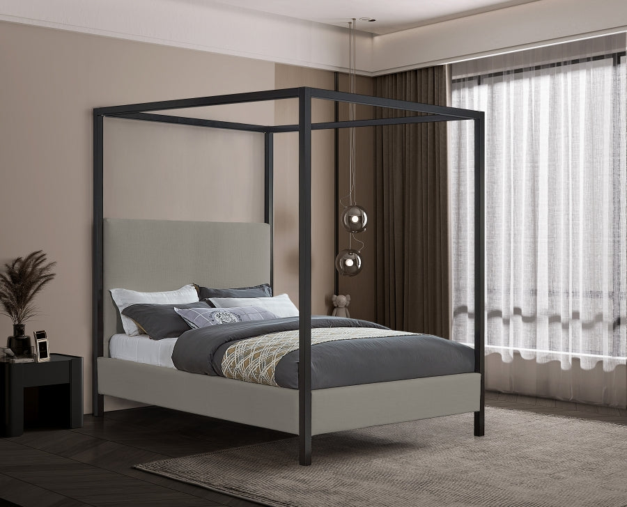 Lit double en tissu texturé en lin James