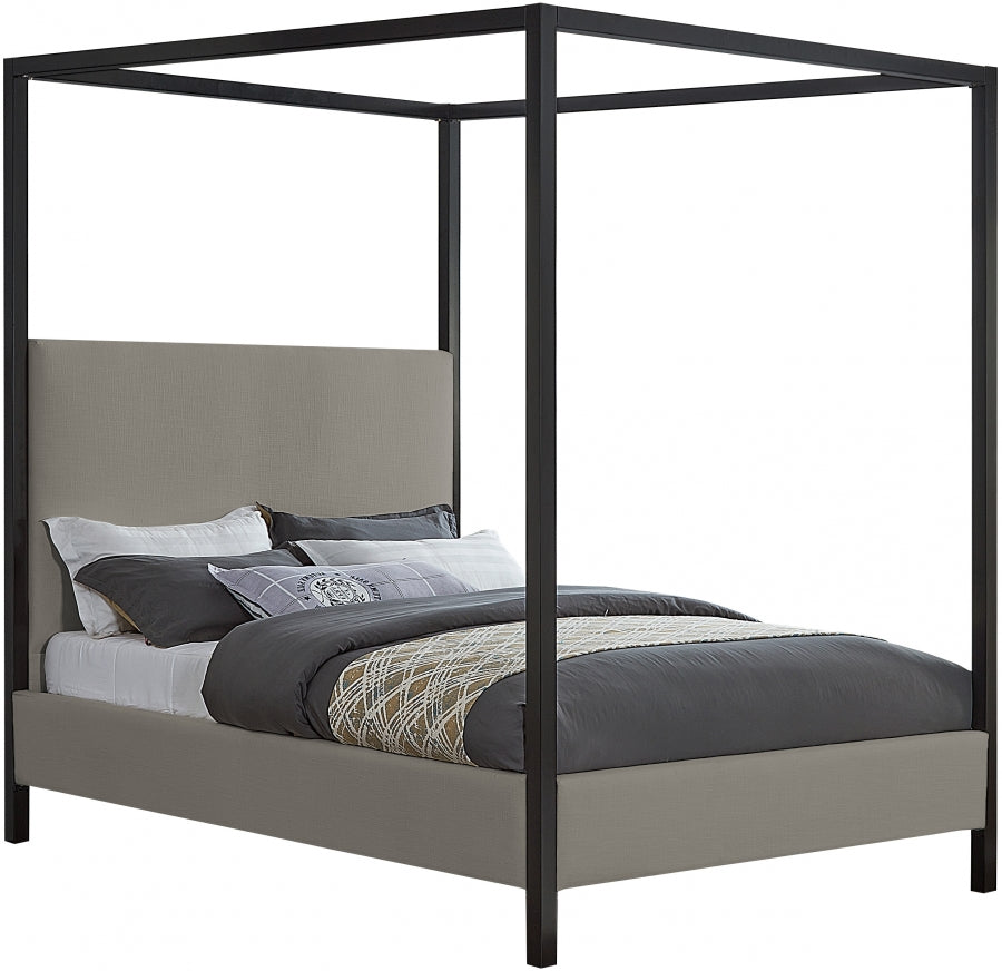 Lit double en tissu texturé en lin James