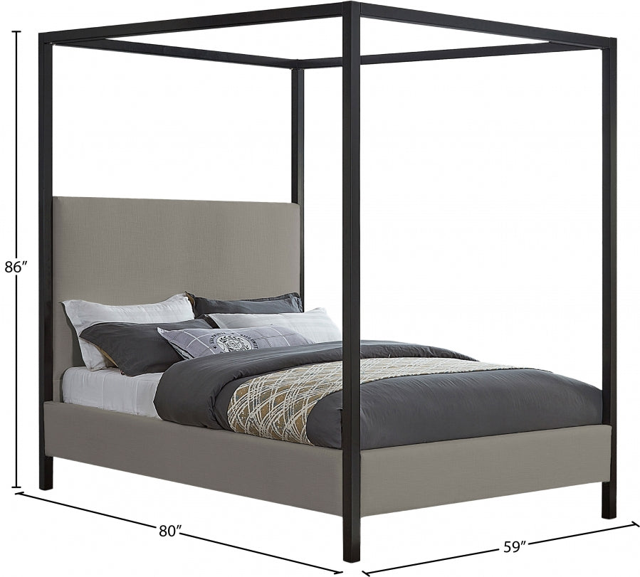 Lit double en tissu texturé en lin James