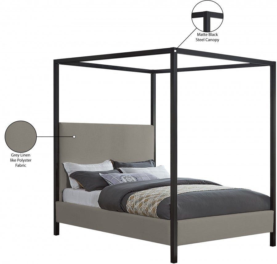 Lit double en tissu texturé en lin James