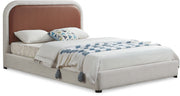 Lit double en tissu texturé en cuir végétalien et lin bicolore Blake