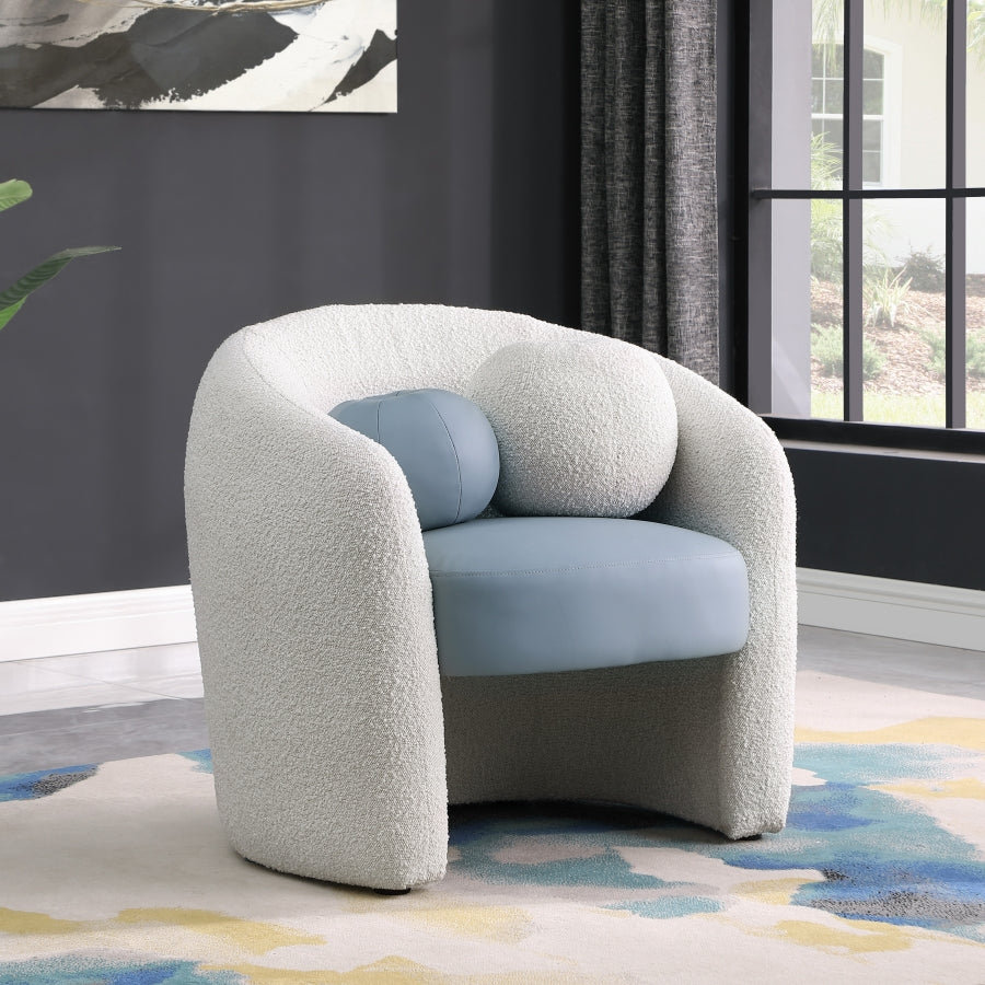 Fauteuil d'appoint en tissu boucle et cuir végétalien Acadia