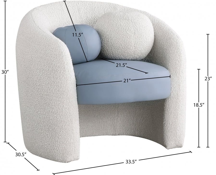 Fauteuil d'appoint en tissu boucle et cuir végétalien Acadia