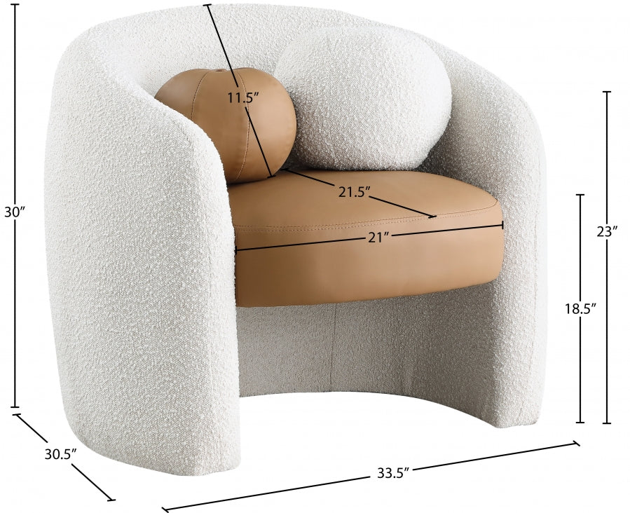 Fauteuil d'appoint en tissu boucle et cuir végétalien Acadia