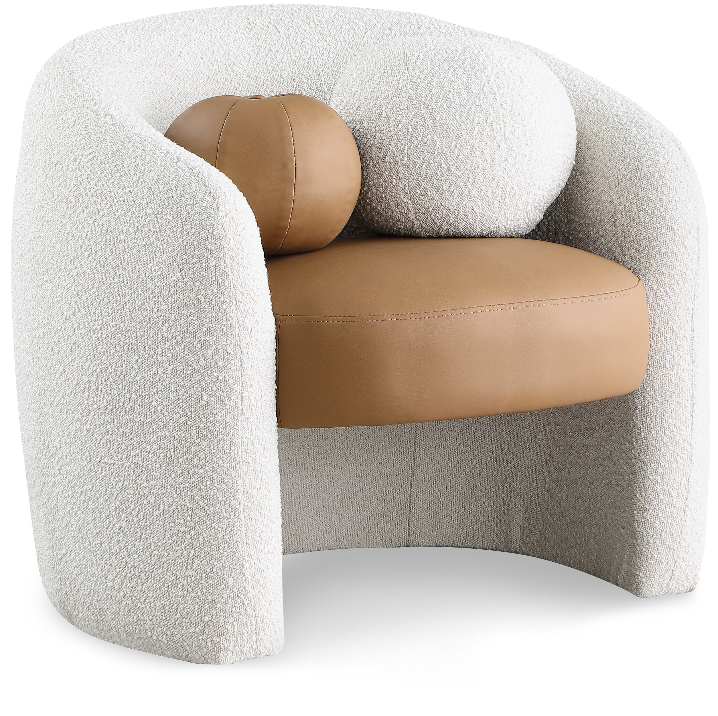 Fauteuil d'appoint en tissu boucle et cuir végétalien Acadia